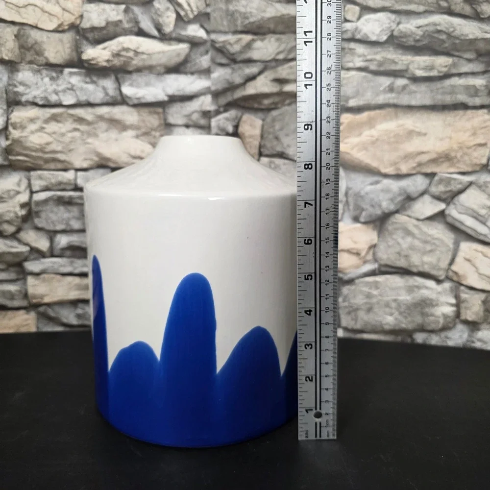 Project 62 Stoneware Vase White Blue Drip‎ Glaze Handcrafted Decorative 9